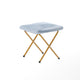 Aqua Fabric/Soft Gold Frame |#| Double Folding Faux Fur Saucer Chair with 2 Ottomans - Dusty Aqua/Soft Gold