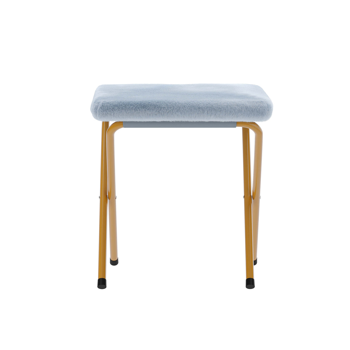 Aqua Fabric/Soft Gold Frame |#| Double Folding Faux Fur Saucer Chair with 2 Ottomans - Dusty Aqua/Soft Gold