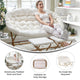 Ivory Faux Shearling Fabric/Soft Gold Frame |#| Double Folding Faux Shearling Saucer Chair with 2 Ottomans - Ivory/Soft Gold