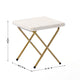 Ivory Faux Shearling Fabric/Soft Gold Frame |#| Double Folding Faux Shearling Saucer Chair with 2 Ottomans - Ivory/Soft Gold
