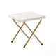 Ivory Faux Shearling Fabric/Soft Gold Frame |#| Double Folding Faux Shearling Saucer Chair with 2 Ottomans - Ivory/Soft Gold
