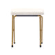 Ivory Faux Shearling Fabric/Soft Gold Frame |#| Double Folding Faux Shearling Saucer Chair with 2 Ottomans - Ivory/Soft Gold