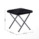 Black Fabric/Black Frame |#| Double Folding Faux Fur Saucer Chair with 2 Ottomans - Black/Black