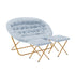Eleanor Portable Folding Upholstered Double Saucer Chair with a Steel Frame and 2 Folding Ottomans for Dorm, Living Room, or Bedroom