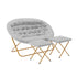 Eleanor Portable Folding Upholstered Double Saucer Chair with a Steel Frame and 2 Folding Ottomans for Dorm, Living Room, or Bedroom