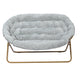 Gray Fabric/Soft Gold Frame |#| Folding Faux Fur Double Saucer Chair with Steel Frame - Gray/Soft Gold