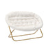 Ivory Faux Shearling Fabric/Soft Gold Frame |#| Folding Faux Shearling Double Saucer Chair with Steel Frame - Ivory/Soft Gold