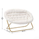Ivory Faux Shearling Fabric/Soft Gold Frame |#| Folding Faux Shearling Double Saucer Chair with Steel Frame - Ivory/Soft Gold