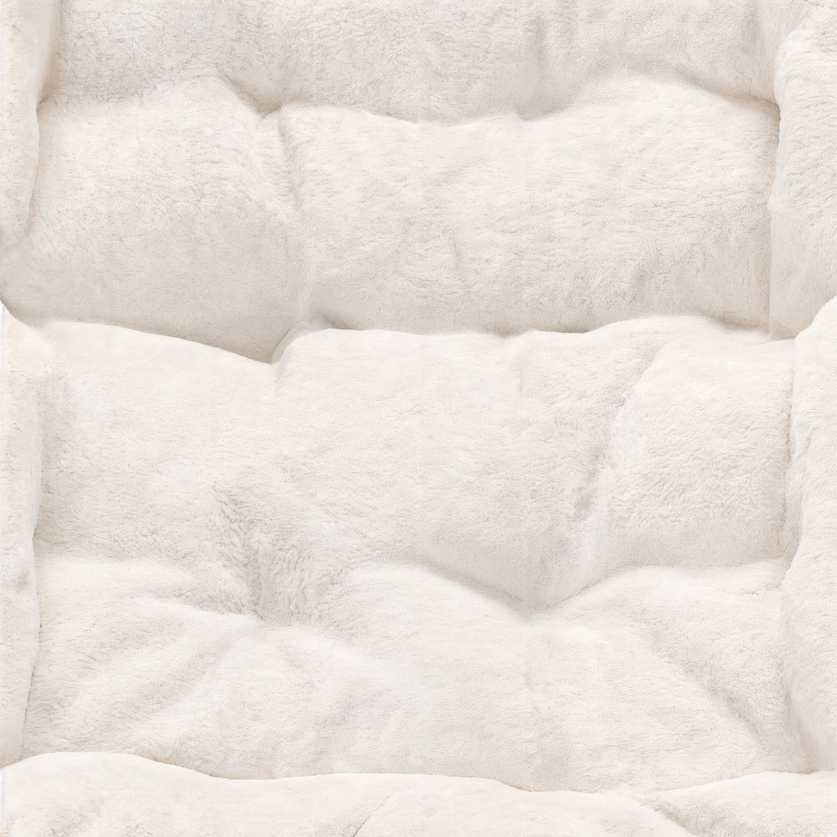 Ivory Faux Shearling Fabric/Soft Gold Frame |#| Folding Faux Shearling Double Saucer Chair with Steel Frame - Ivory/Soft Gold