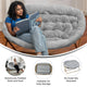 Gray Fabric/Soft Gold Frame |#| Folding Faux Fur Double Saucer Chair with Steel Frame - Gray/Soft Gold