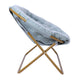 Aqua Fabric/Soft Gold Frame |#| Folding Faux Fur Double Saucer Chair with Steel Frame - Dusty Aqua/Soft Gold