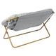 Gray Fabric/Soft Gold Frame |#| Folding Faux Fur Double Saucer Chair with Steel Frame - Gray/Soft Gold