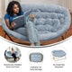 Aqua Fabric/Soft Gold Frame |#| Folding Faux Fur Double Saucer Chair with Steel Frame - Dusty Aqua/Soft Gold