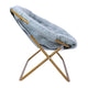 Aqua Fabric/Soft Gold Frame |#| Folding Faux Fur Double Saucer Chair with Steel Frame - Dusty Aqua/Soft Gold