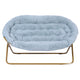 Aqua Fabric/Soft Gold Frame |#| Folding Faux Fur Double Saucer Chair with Steel Frame - Dusty Aqua/Soft Gold
