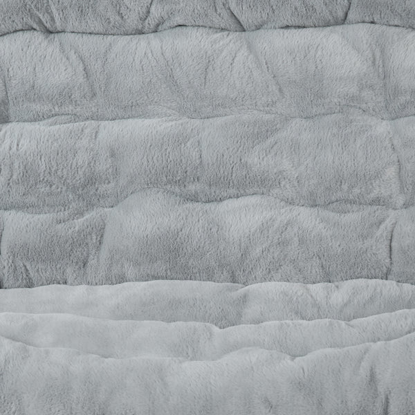 Gray Fabric/Soft Gold Frame |#| Folding Faux Fur Double Saucer Chair with Steel Frame - Gray/Soft Gold