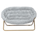 Gray Fabric/Soft Gold Frame |#| Folding Faux Fur Double Saucer Chair with Steel Frame - Gray/Soft Gold