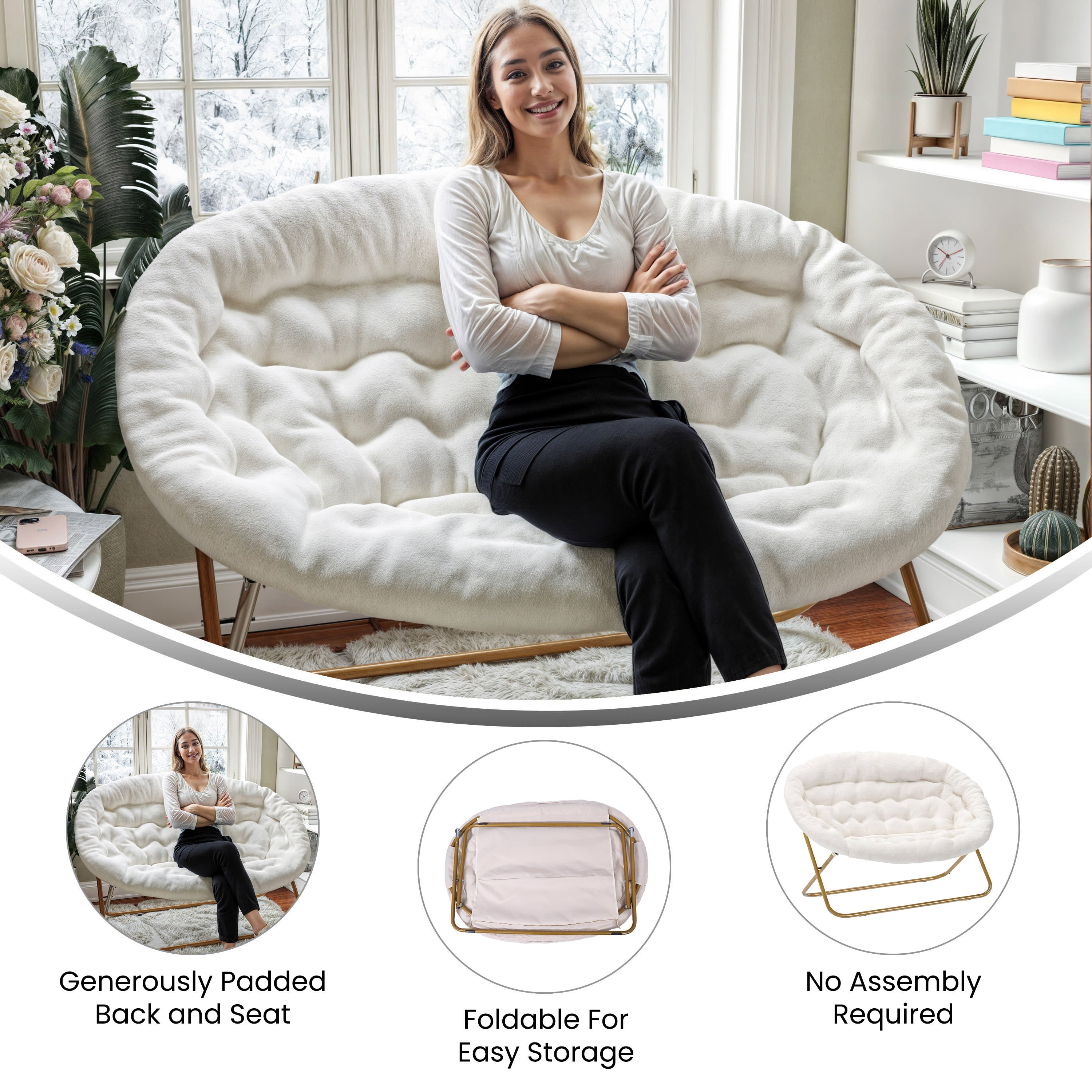 Folding Double Saucer Chair FV FDS 001 BizChair