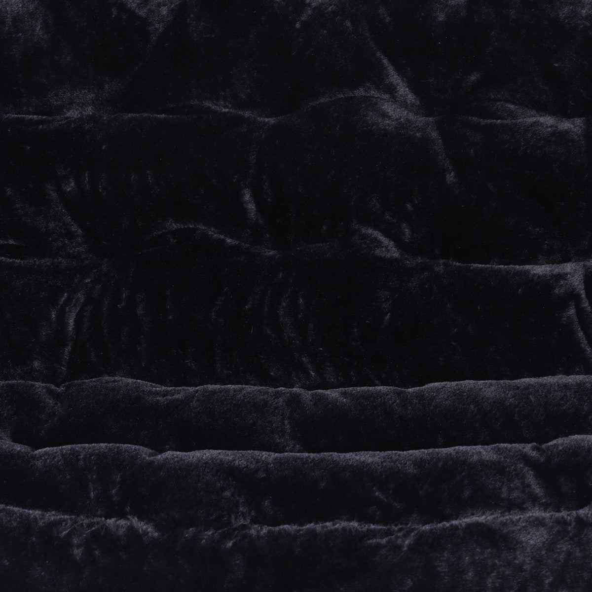 Black Fabric/Black Frame |#| Folding Faux Fur Double Saucer Chair with Steel Frame - Black/Black