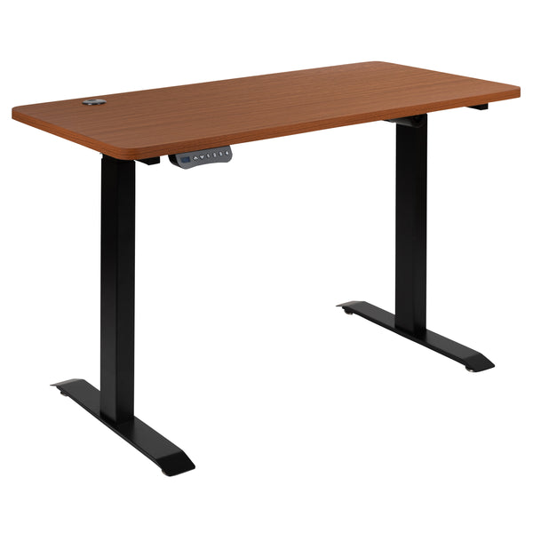 Mahogany |#| Electric Height Adjustable Standing Desk - 48inch Wide x 24inch Deep (Mahogany)