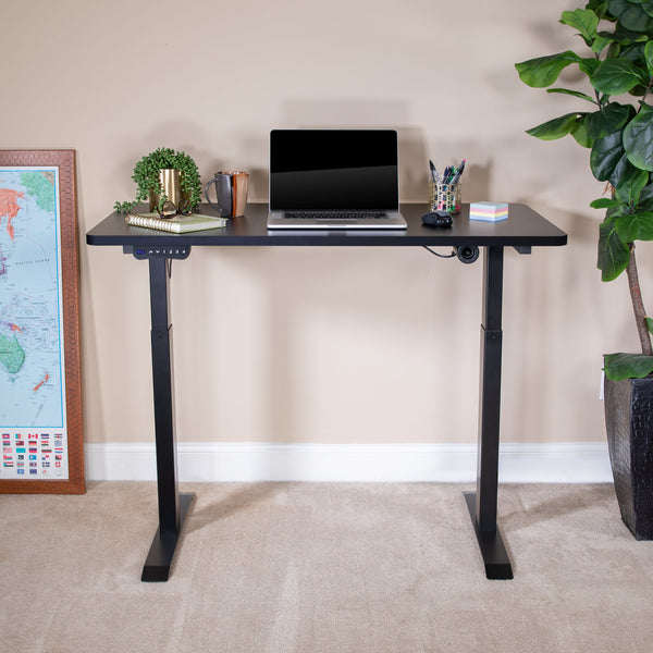 Black |#| Electric Height Adjustable Standing Desk - 48inch Wide x 24inch Deep (Black)