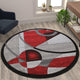 Red,5' Round |#| Modern Geometric Abstract Area Rug - Turquoise, Black, & Gray - 5' x 5' Round