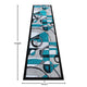 Turquoise,2' x 7' |#| Modern Geometric Abstract Area Rug - Turquoise, Black, & Gray - 2' x 7'