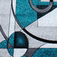 Turquoise,2' x 7' |#| Modern Geometric Abstract Area Rug - Turquoise, Black, & Gray - 2' x 7'