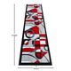 Red,2' x 7' |#| Modern Geometric Abstract Area Rug - Red, Black, & Gray - 2' x 7'