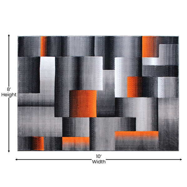 Orange,8' x 10' |#| Modern Geometric Style Color Blocked Indoor Area Rug - Orange - 8' x 10'