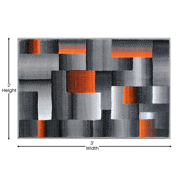Orange,2' x 3' |#| Modern Geometric Style Color Blocked Indoor Area Rug - Orange - 2' x 3'