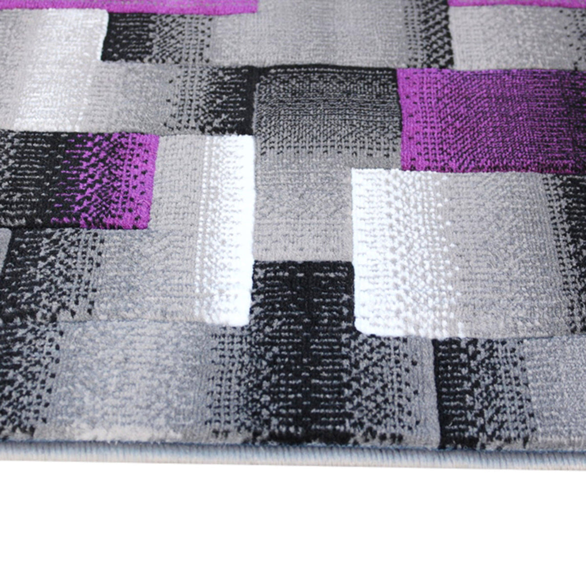 Purple,2' x 7' |#| Modern Geometric Style Color Blocked Indoor Area Rug - Purple - 2' x 7'