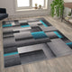 Turquoise,6' x 9' |#| Modern Geometric Style Color Blocked Indoor Area Rug - Turquoise - 6' x 9'