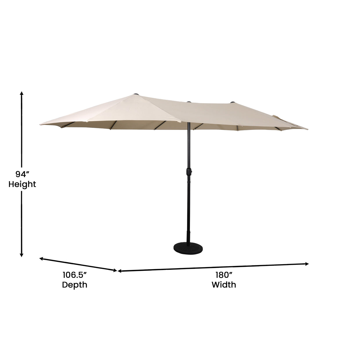 15 foot patio umbrellas Flash Furniture 15 ft. Elizabeth Commercial Grade Triple Head Patio Umbrella with Crank & Easy Lift Functionality Gray