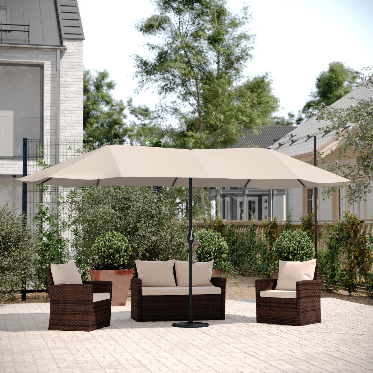 commercial grade large patio umbrellas 15 FT Triple Head Umbrella GM-WL-UU021- – BizChair