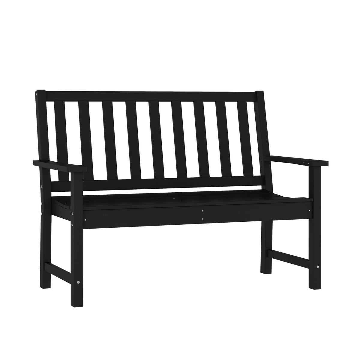 Black |#| All Weather Heavy Duty Commercial Recycled HDPE Bench with Curved Seat in Black