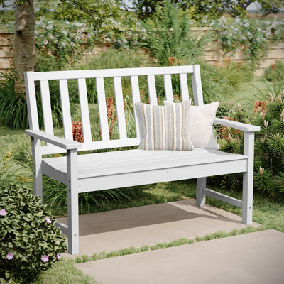Ellsworth Commercial Grade All Weather Indoor/Outdoor Recycled HDPE Bench with Contoured Seat - View 2