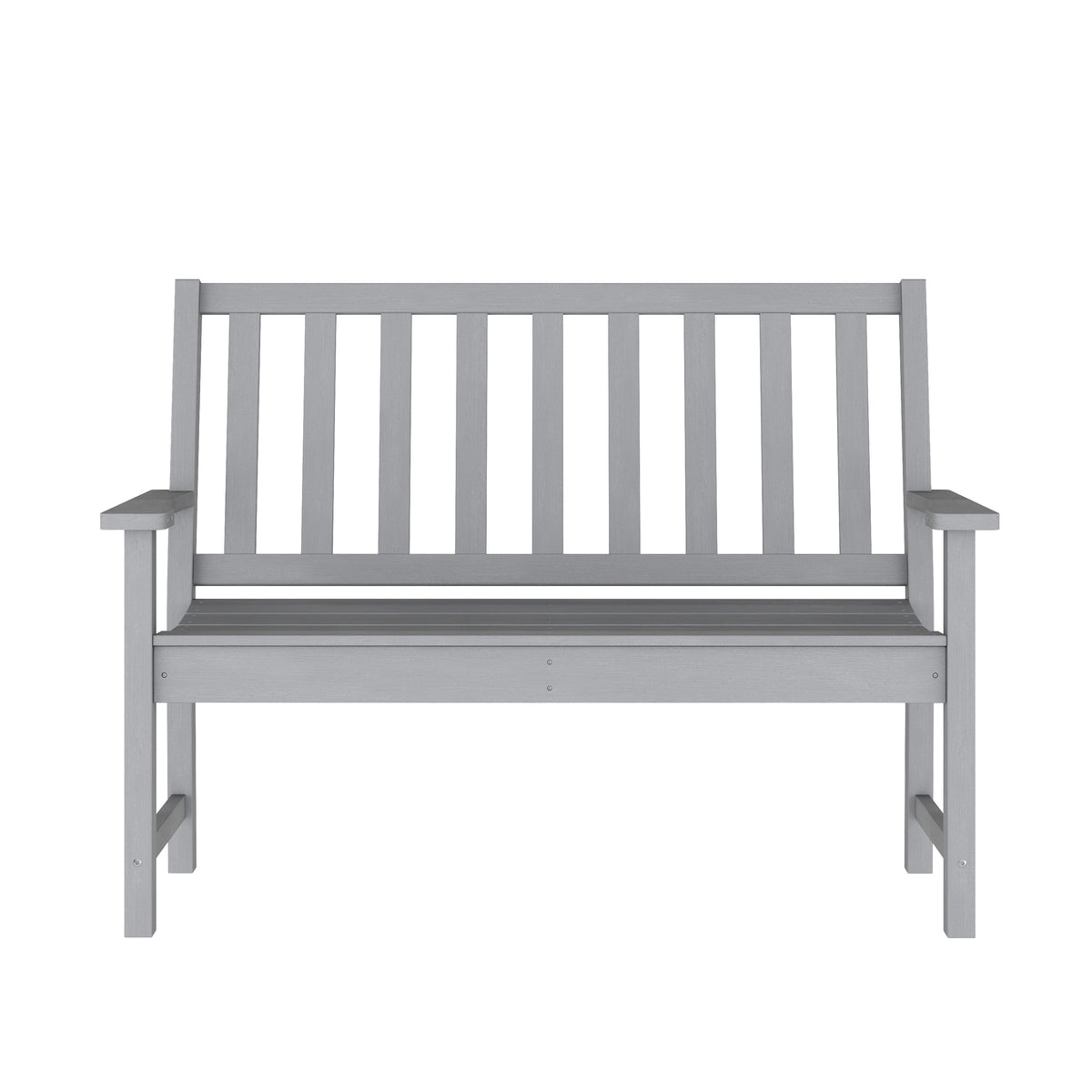 Gray |#| All Weather Heavy Duty Commercial Recycled HDPE Bench with Curved Seat in Gray