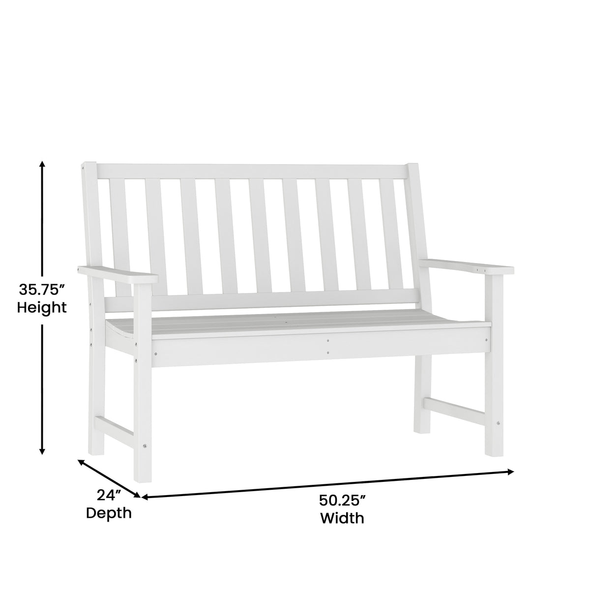 White |#| All Weather Heavy Duty Commercial Recycled HDPE Bench with Curved Seat in White