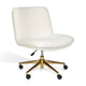 White Boucle/Polished Brass Frame |#| Boucle Swivel Home Office Chair with Wide Seat - Off White/Polished Brass