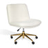 White Boucle/Polished Brass Frame |#| Boucle Swivel Home Office Chair with Wide Seat - Off White/Polished Brass