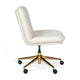 White Boucle/Polished Brass Frame |#| Boucle Swivel Home Office Chair with Wide Seat - Off White/Polished Brass