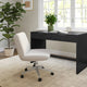 Grey White Fabric/Polished Nickel Frame |#| Fabric Swivel Home Office Chair with Wide Seat - Grey White/Polished Nickel