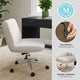 Grey White Fabric/Polished Nickel Frame |#| Fabric Swivel Home Office Chair with Wide Seat - Grey White/Polished Nickel