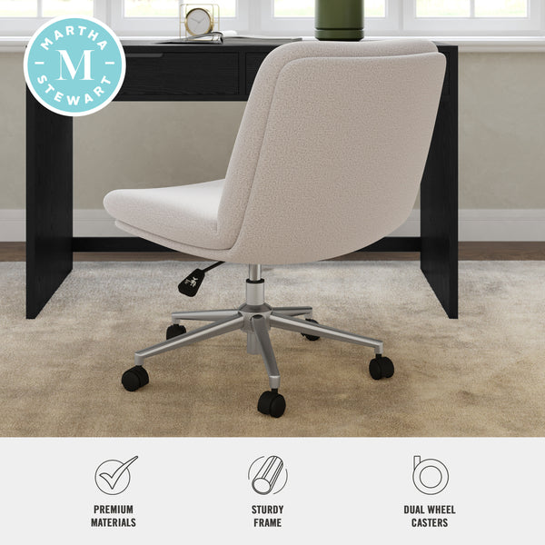 Grey White Fabric/Polished Nickel Frame |#| Fabric Swivel Home Office Chair with Wide Seat - Grey White/Polished Nickel