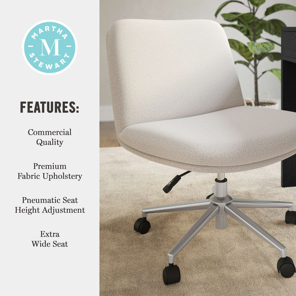 Grey White Fabric/Polished Nickel Frame |#| Fabric Swivel Home Office Chair with Wide Seat - Grey White/Polished Nickel