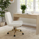 White Boucle/Polished Brass Frame |#| Boucle Swivel Home Office Chair with Wide Seat - Off White/Polished Brass