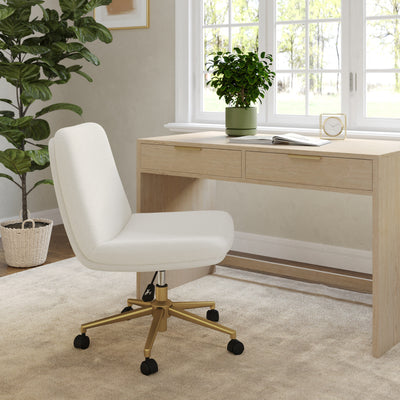 Upholstered Swivel Home Office Chair with Wide Seat - View 2