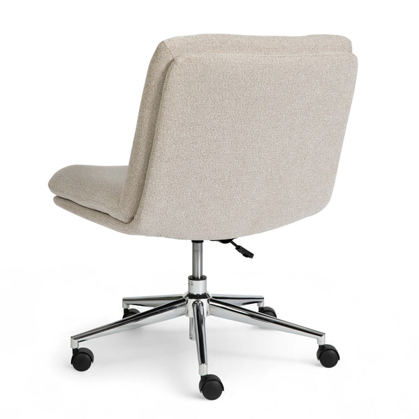 Grey White Fabric/Polished Nickel Frame |#| Fabric Swivel Home Office Chair with Wide Seat - Grey White/Polished Nickel