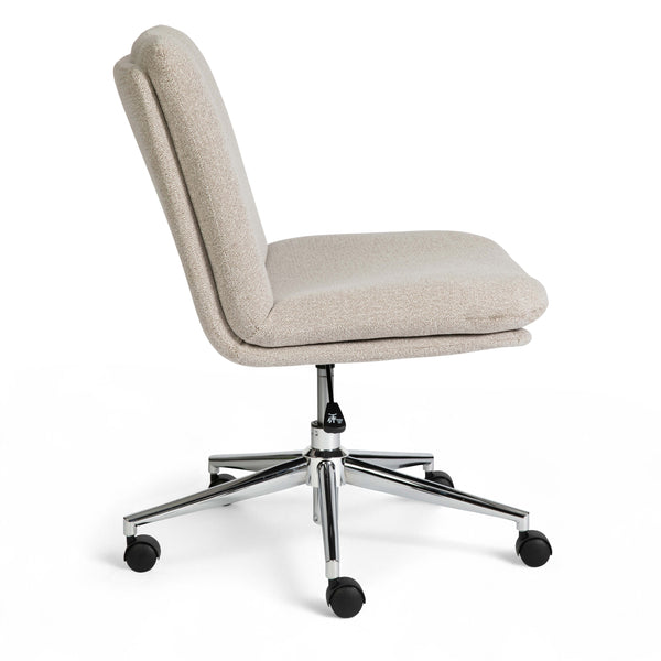 Grey White Fabric/Polished Nickel Frame |#| Fabric Swivel Home Office Chair with Wide Seat - Grey White/Polished Nickel